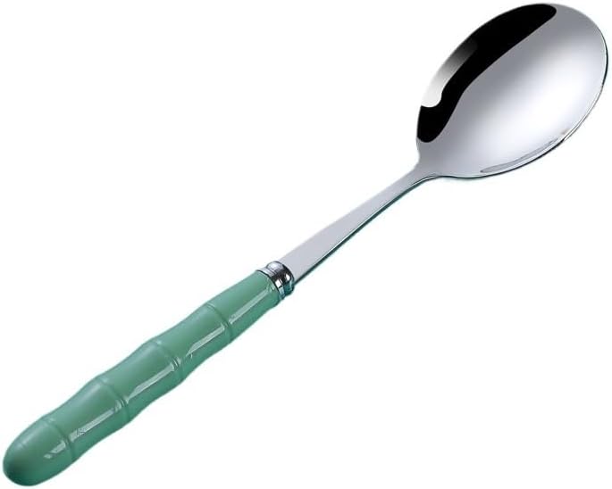 Silverware Flatware Set, 1/4/6/8/10 Pieces Imitation Bamboo Handle Stainless Steel Spoons Household Spoons Dessert Spoons Creative Cute Thickened Table Spoons(Blue,8Pcs)