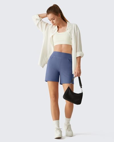 Image of G4Free EverGoing Women's Casual Shorts High Waisted 4'' / 5'' Comfy Shorts with Pockets for Yoga Workout Lounge