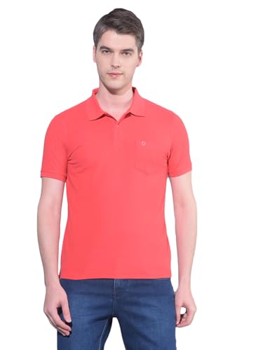 Image of Dollar Men's Pack of 1 Solid Cotton Blend Polo Neck T-Shirt