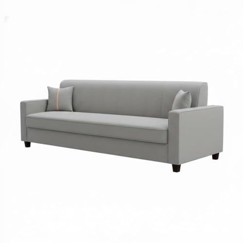 Image of FURNY Cosmos 3 Seater Fabric Sofa Set (Light Grey) Premium Velvet Finish | Durable Comfort | Ideal for Living Room, Office