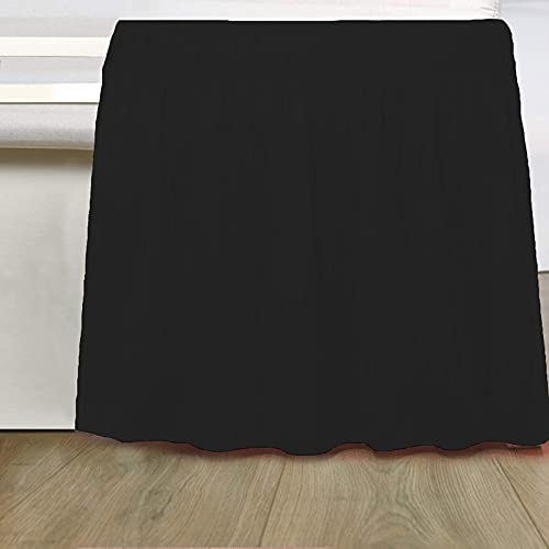Image of Wrap Around Dust Ruffled Bed Skirt 18 inch Inch Tailored Drop Fade Resistant Brushed Microfiber Bed Skirt - Single Bed | Black