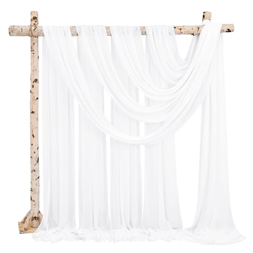 Showgeous 8 Packs Querbehang Cremeweiß 73cmx610cm Tüll Foto Hintergrund Hochzeit Vorhang Deko Cremeweiß Chiffon-Stoff Hochzeitsbogen Gardinen für Laube Hochzeit Torbogen Zeremonie Fotografie Party
