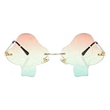 HAKIDZEL Frameless Mushroom Shape Sunglasses for Women, Plastic Party Glasses Gold Frame, Fashion Eyewear for Festival and Outdoor Events