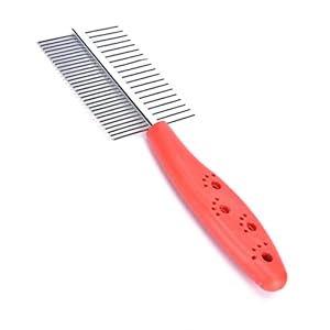 Foodie Puppies Double Side Steel Needles Comb for Dogs and Cats – (Paw Dual Comb) | Grooming Rake Shedding Comb for Dogs, Cats – Cleaning Supplies (Color May Vary)