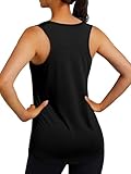 3rd hill Women's Workout Tank Tops Racerback Quick Dry Sleeveless Shirt for Yoga Running Gym Loose Fit Athletic Tanks Black M