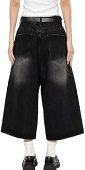 Short En Jean Baggy Pour Filles - Jambe Large - Taille Haute - Vintage