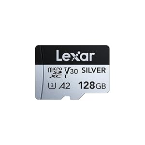 Lexar Silver Micro SD Karte 128GB, Bis zu 200 MB/s Lesegeschwindigkeit