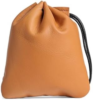 14.5 x 13 cm Leather Coin Purse Small Drawstring Jewelry Pouch Co...