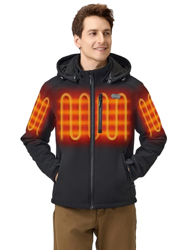 ORORO Men's Dual Control Heated Jacket with 5 Heat Zones, USB-C Power Bank, Black, M