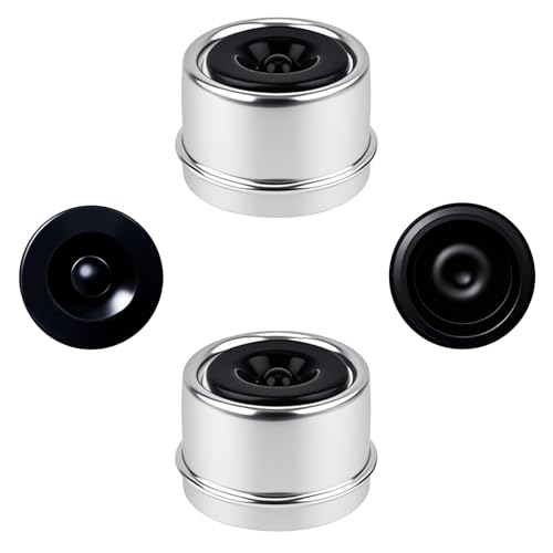 Image of 1.98 inch Trailer Bearing Dust Cap, 2Pcs Trailer Hub Cap with Extra 2Pcs Grease Rubber Plugs, Trailer Axle Grease Cap for Most 2000 to 3500 Pound Trailer RV Camper Wheel Cover Axle