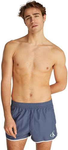 Calvin Klein Men’s Short Runner Swim Shorts with Elasticated Waistband, Blue (Grisaille), M