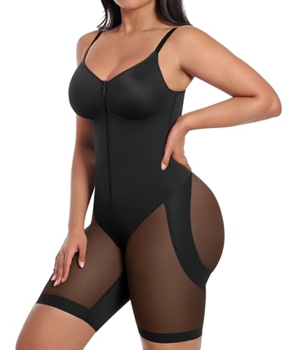 SHAPELLX Fajas Colombianas Moldeadoras Shapewear for Women Full Body Tummy Control Shapewear Zipper Crotch Black Large