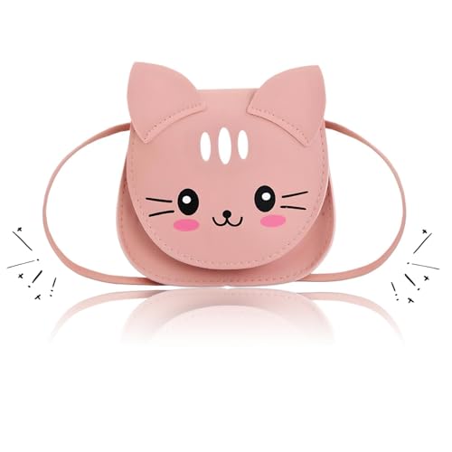 agogue Bolso de mano infantil para niña, color rosa, diseño de gato, con correa de hombro de 110 cm, para escuela, ocio y viajes, Rosa agogue Bolso de mano infantil para niña, color rosa, diseño de gato, con correa de hombro de 110 cm, para escuela, ocio y viajes, Rosa