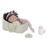 Little Dutch Stoffpuppe Babypuppe Evi im Tragekorb - mit magnetischem Schnuller und Trinkflasche - inklusive viel Zubehör - für Mädchen ab 12 Monate - Mint