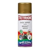 Tetrion Easy Spray Paint – Bright Gold 400ml, Acrylic Spray for Wood, Metal, Plastic, Ceramic & More - Long Lasting, Fast-Drying - Indoor & Outdoor Use