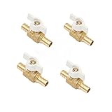 1/2-in Brass Mini Pex Barb Valve with White T-handle, 1/4 Turn Shut Off Valve for Pex Tubing - Hot or Cold Water (4-Pack)