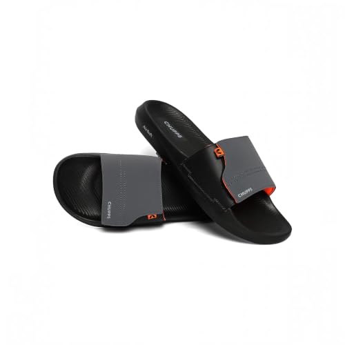 Image of CHUPPS Vapor Navy & Grey Drift Orthopedic Slippers | Soft Footpharma Footbed | Breathable Ventilation Holes | Lightweight Flip Flops | Anti-Skid Chappals for Everyday For Mens