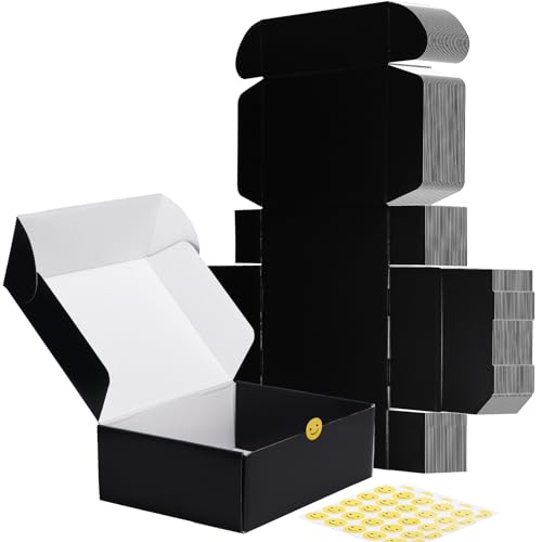 Image of RLAVBL 12x9x4 Shipping Boxes Set of 20, Black Corrugated Cardboard Box for Packing, Mailing, Business, Gift