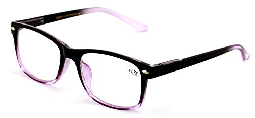Rectangular Lightweight Reading Glasses - Anti-Reflective Coating - Spring Hinge Reader AR (Purple, 1.50)