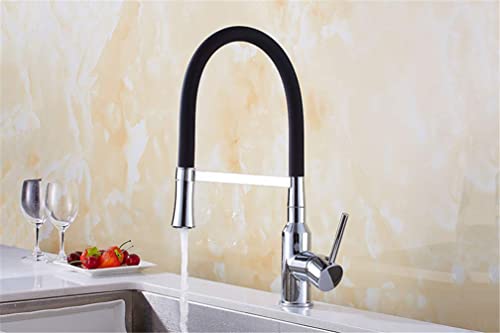 Grifo de cocina monomando extraíble con manguera de goma negra 5