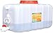 TYX-SS Zbiornik na wodę z kranem, poziomy plastikowy poziomy pojemnik do przechowywania wody, prostokątne wiadro do przechowywania z pokrywką, zapobiegające starzeniu się, biały, 100 l