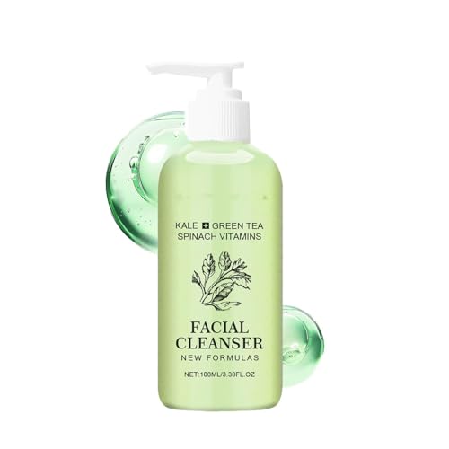 ケールと緑茶のほうれん草ビタミン洗顔料、純粋で天然の植物洗顔料、保湿と栄養を与える緑茶洗顔料、すべての肌タイプに優しい洗顔料(1PCS)