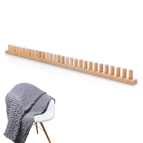 Kit de manta de hilo grueso de madera, telares gruesos de 116 x 4 x 5 cm, marco de madera para tejer a mano, mantas de hilo grueso, marco de ganchillo sin aguja para mantas de punto grueso y