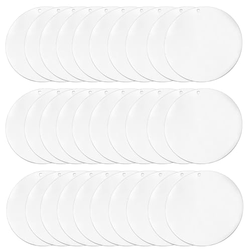 Zorfeter 30 Pack Clear Acrylic Blanks, 4 Inch Round Ornament Blanks Circle Keychain Blanks, Smooth Disc Blanks for DIY Decor Crafting/Art Enthusiasts