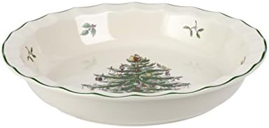 Spode Christmas Tree Collection Pie Plate, Baking Dish for Cake, Pie, and Dessert, 10-Inch, Made of Porcelain, Round, Dishwasher, Microwave, and Oven Safe