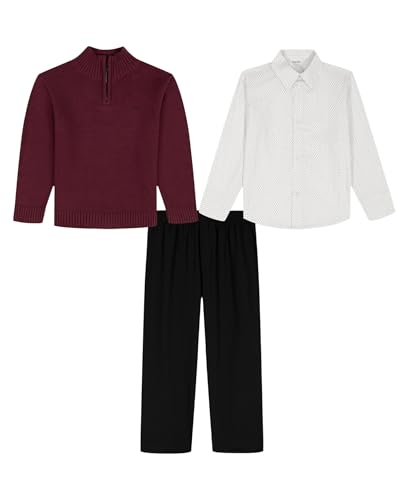 Image of Calvin Klein boys 3-piece Sweater Set With Matching Button-down Shirt and Pants