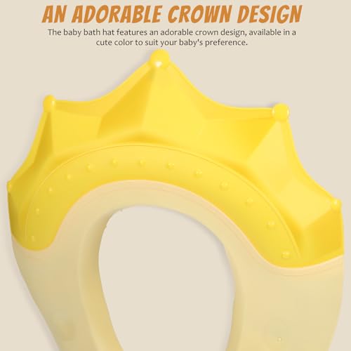Image of Baby Shower Cap Adjustable Toddler Hair Washing Shield Soft Silicone Bath Visor Protects Eyes and Ears for Kids with Cute Crown Design
