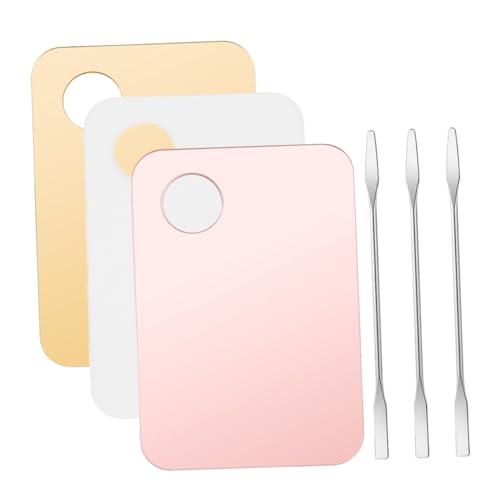 VALICLUD Cosmetics Palette Set 3 Pieces Makeup Mixing Plate Nail Art Palette with Foundation Brush and Spatula