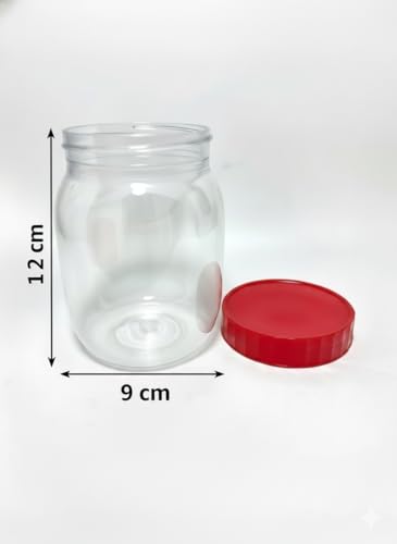 Plastic Storage Jar 500ml With Screw Top Lids Airtight Food Storage Containers BPA Free For Kitchen, Herb, Spices, Sweets Clear Canister pots (Pack of 6)