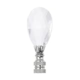 PATIKIL 1pcs 1/4-27 Lamp Finial Cap Knob, Clear Oval Rhombus Shaped Crystal, Silver Tone