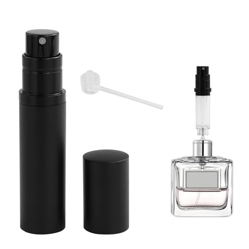 SAMANTHAHALLLTD 1 nebulizzatore da 5 ml con testina spray Split, colore nero, piccolo nebulizzatore per profumo, da viaggio, mini flacone spray portatile, nebulizzatore tascabile da viaggio