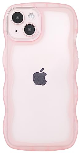 Image of Compatible with iPhone 14 Case 6.1 inch 2022, Cute Kawaii Curly Wave Frame Shape Soft Silicone Shockproof Protective Phone Cover for Women Girls, Clear /Pink