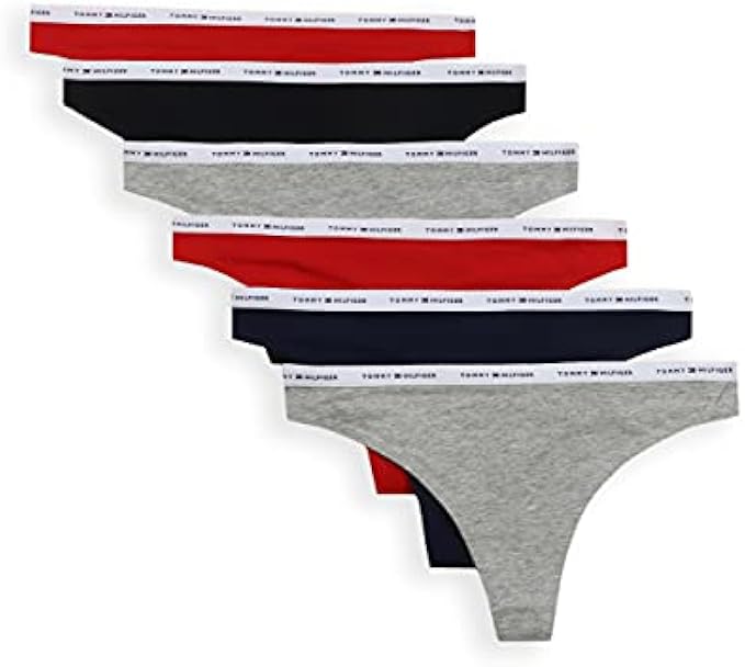 Tommy Hilfiger Women's Underwear Basics Cotton Thong Panties, 6 Pack