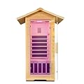 Zugoni 1 Person Outdoor Far Infrared Sauna?Canadian Hemlock Wood Home Indoor Sauna 1400W Dry Sauna Personal Room with Speakers, LED Lamp, Clothing Hook Up and Cup Holder, for Her