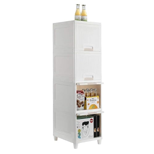 Image of Multipurpose 6 Layer Foldable Plastic Cabinet | Clothes Storage Cupboard with Doors | Modular Wardrobe Organizer for Bedroom, Kitchen & Home (Ivory) (6 Layer)