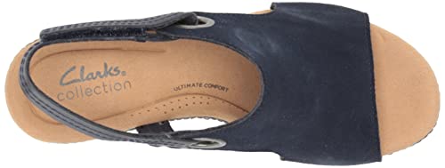 Clarks Giselle Sea Wedge Sandal, Navy Suede, 12 Medium #TOP4