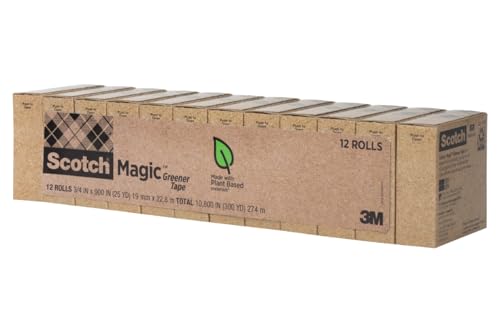 Scotch Magic Greener Tape, 0.75 in .x 900 in., 12 Rolls by Scotch - Used condition - US$17.79