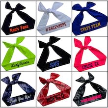Tie Back Sport Headband with Your Custom Team Name or Text in Vinyl by Funny Girl Designs (White, 1 Headband)2