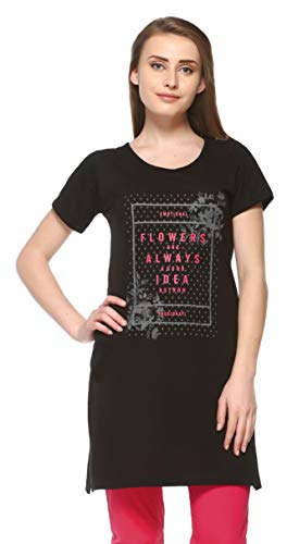 Image of In Love Women's Printed Cotton Plus Size Longline T-Shirt Half Sleeve with Pockets Pack of 2