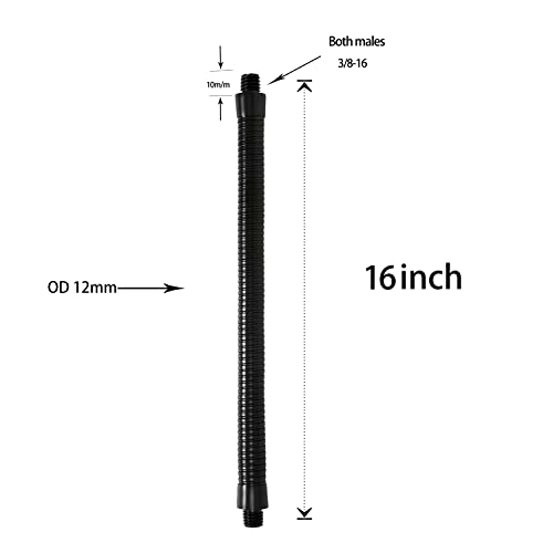 Gooseneck Microphone Arm With 3/8Male ,Flexible Gooseneck Mic Stand16Inch ,Heavy Duty Holding Black 1Pack #TOP5