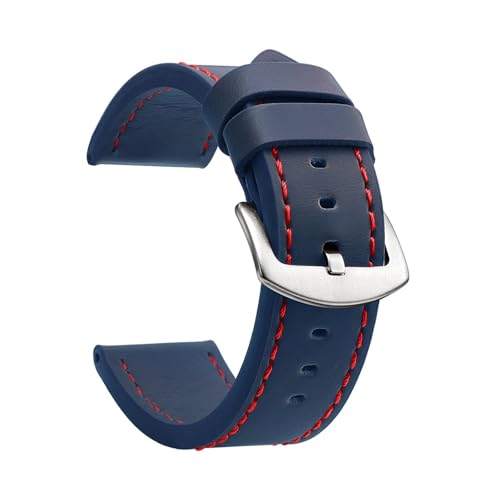 [KKTHRFFKK] Fashion Watch Band Strap Sport Vintage Leather Watchband Stainless Steel Buckle Accessories 18mm 20mm 22mm 24mm(Blue