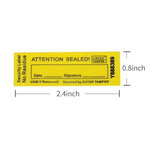 ChtepTamper 100 Pieces No Transfer Tamper-Evident Stickers Security Labels Great for Goods Shipping,Exchange of Agency Files, Privacy Protection or More(Serial Number 0.8 * 2.4inches Yellow)