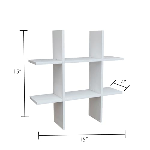 Image of Home Sparkle Decorative H Shape Wall Shelf | Engineered Wood Display Rack for Living Room, Bedroom & Office (White)