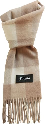 （04:00時点） [Filomo] カシミヤ ブレンド マフラー レディース メンズ (ピンクベージュチェック)