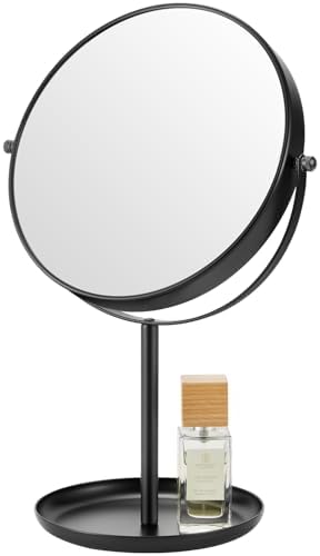 DECLUTTR 15X Magnifying Makeup Mirror, 9 Inch Tabletop Mirror on Stand, Large Double Sided Vanity Mirror for Desk, Black
