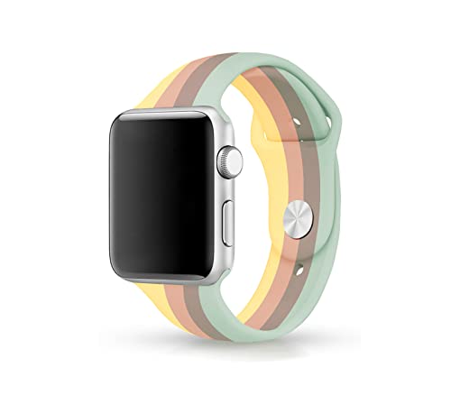 F Brand Smartwatch Strap Multi Colour Waterproof Soft Silicone Materials Compatible with iWatch Straps 42 – 44/45mm L for iWatch Series 1/2/3/4/5/6/7/SE (Watch Not Included) (Medium/Large-42-44/45, Multi-color)